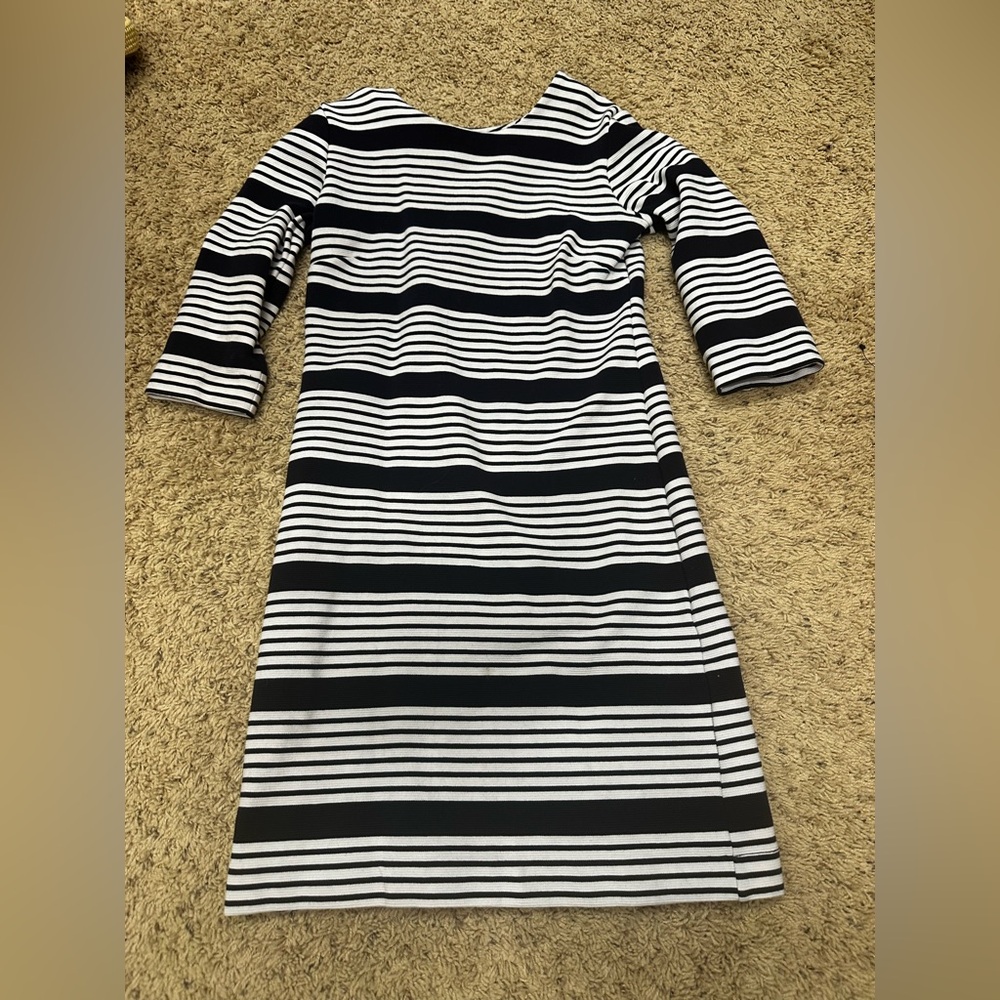 Banana Republic Navy and White Striped Sleeve Dress Size 0P